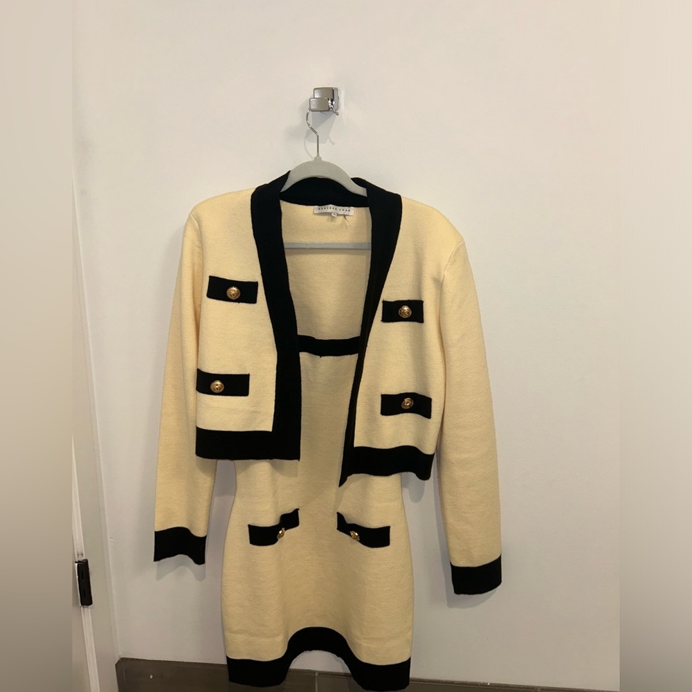 Endless Rose Cropped Cardigan Sweater with Matching Knit Dress. 💛
